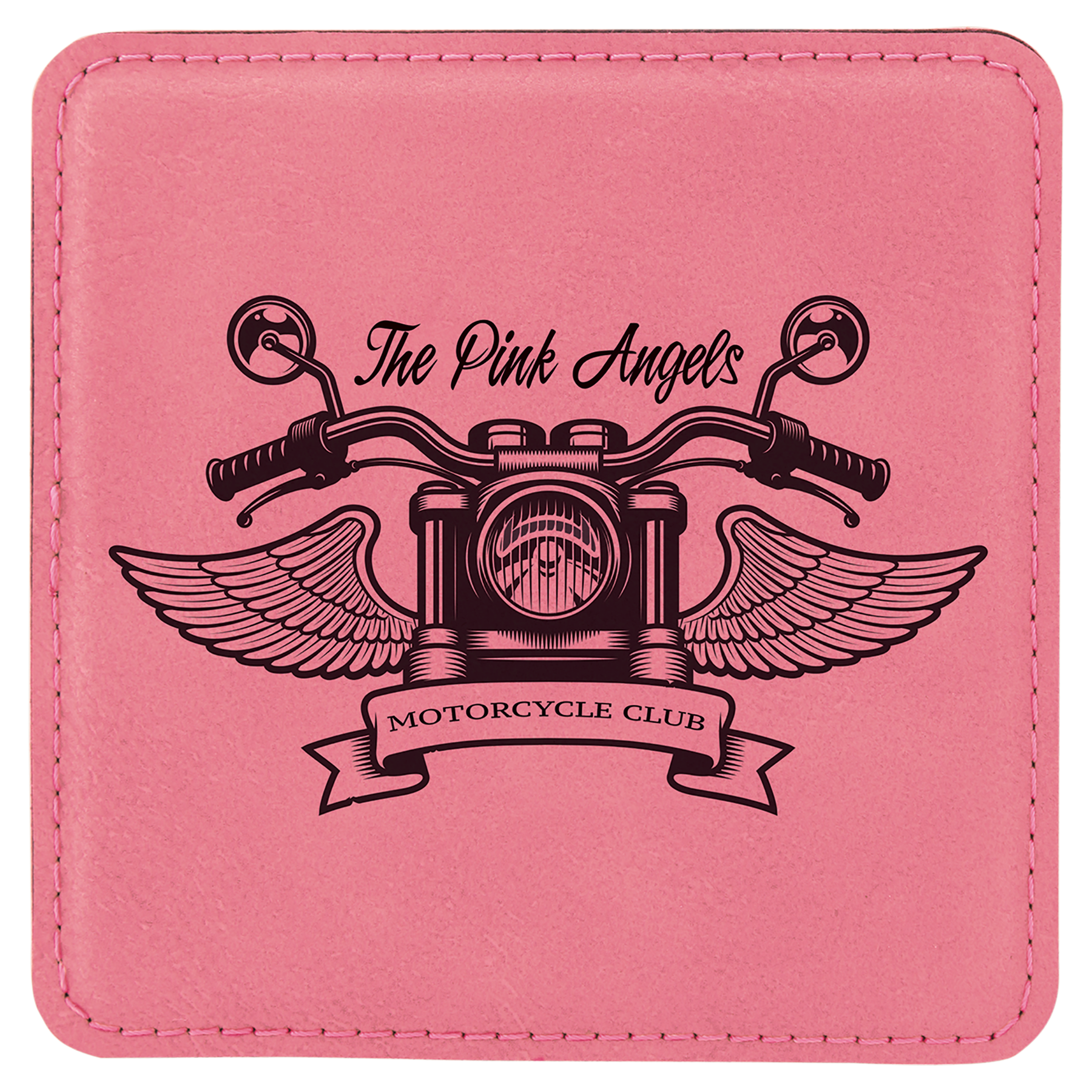 Pink 4" x 4" Square Laserable Leatherette 6-Coaster Set