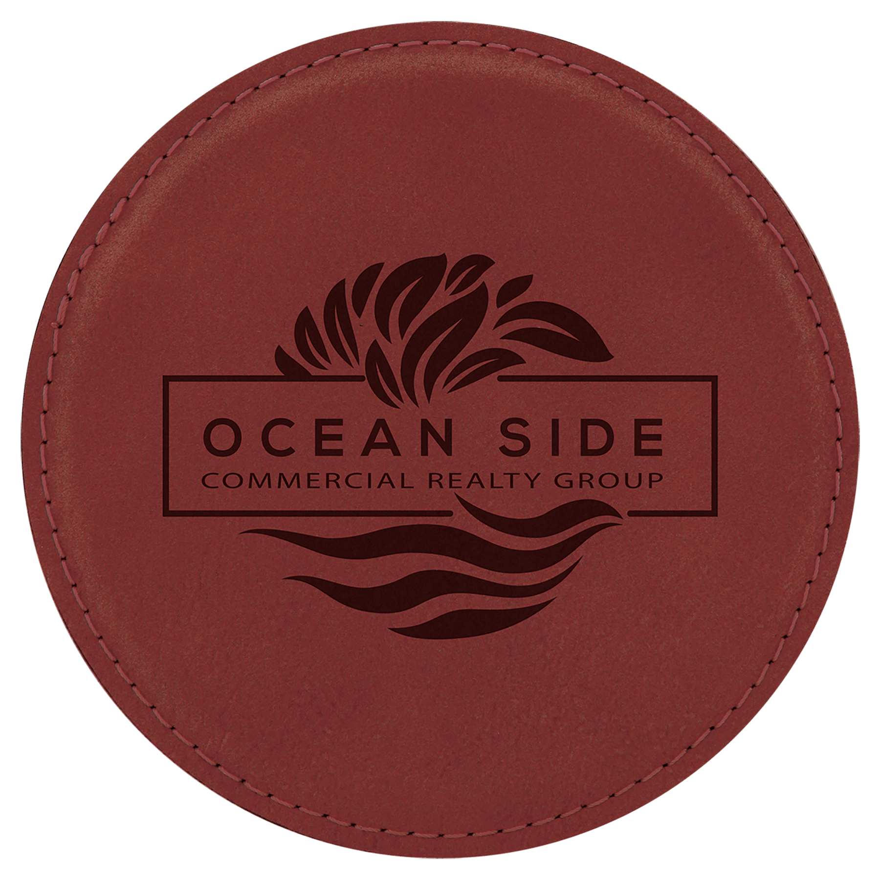 4" 4" Round Laserable Leatherette 6-Coaster Set
