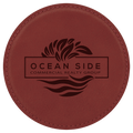 4" Round Rose Laserable Leatherette Coaster