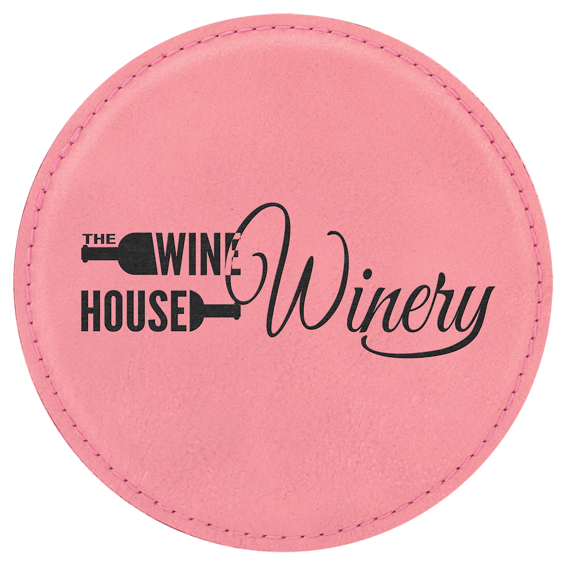 Pink 4" Round Laserable Leatherette 6-Coaster Set