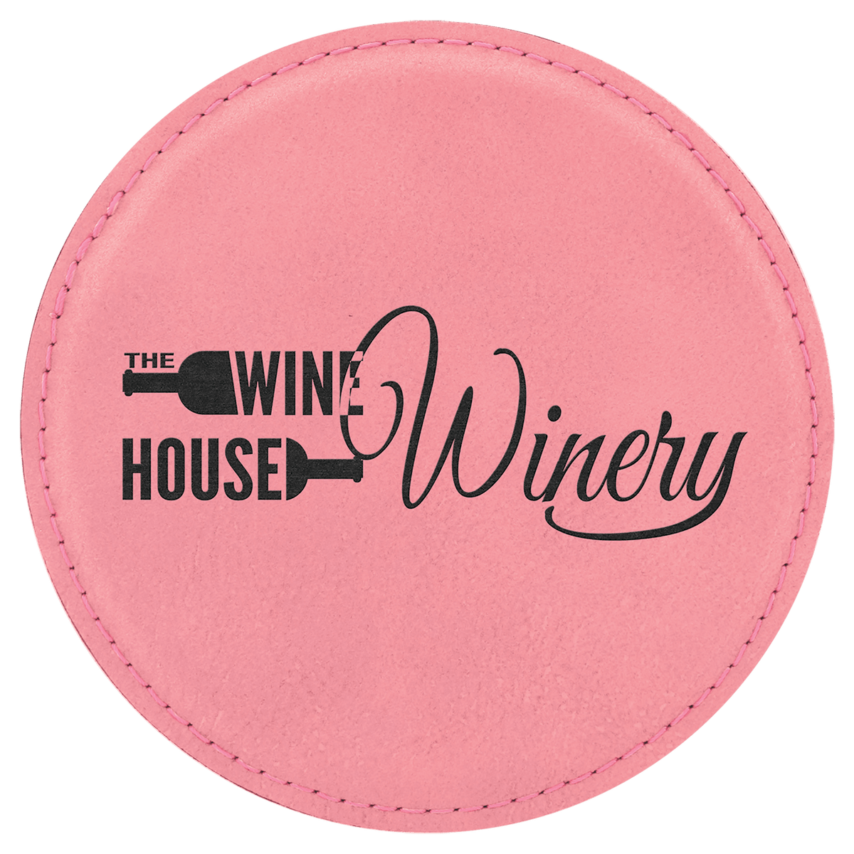 Pink 4" Round Laserable Leatherette 6-Coaster Set