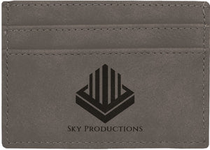 Gray 4" x 2 3/4" Laserable Leatherette Wallet Clip