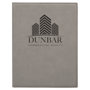 Gray 7" x 9" Laserable Leatherette Small Portfolio with Notepad