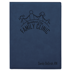 Blue/Black 7" x 9" Laserable Leatherette Small Portfolio with Notepad