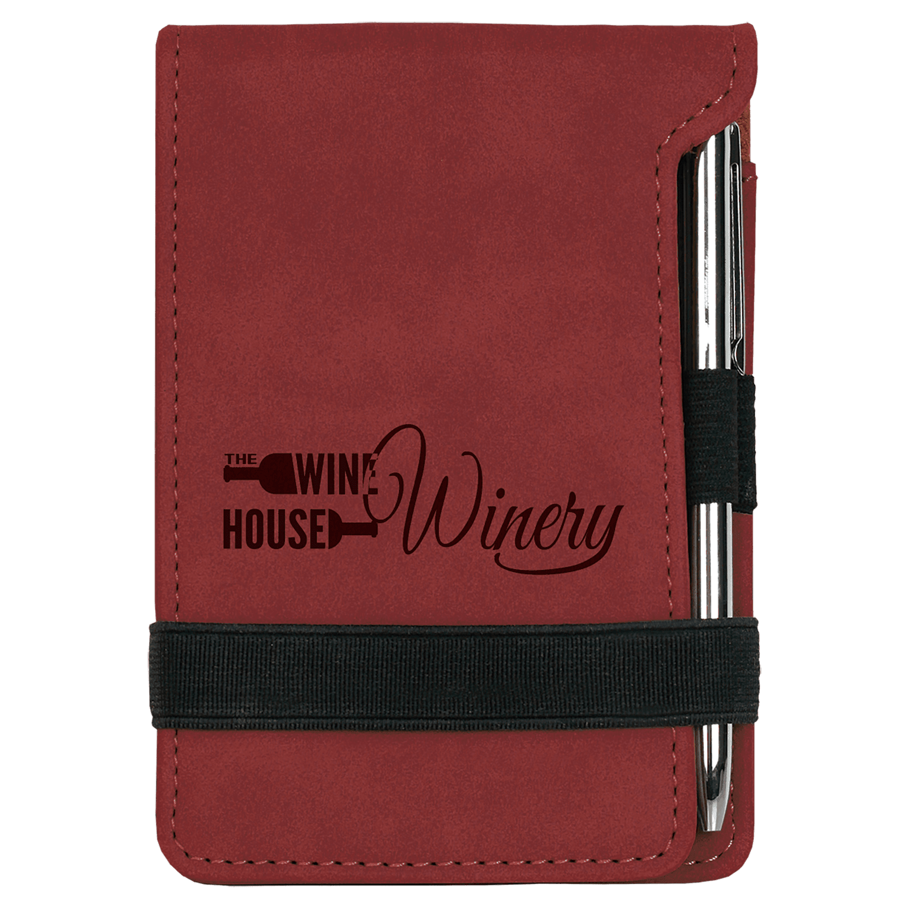 3 1/4" x 4 3/4" Rose Laserable Leatherette Mini Notepad with Pen
