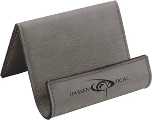 Gray 3 1/2" x 2 1/2" Laserable Leatherette Holder Easel