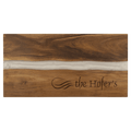 18" x 9" Acacia with White Pearl Resin Serving Board