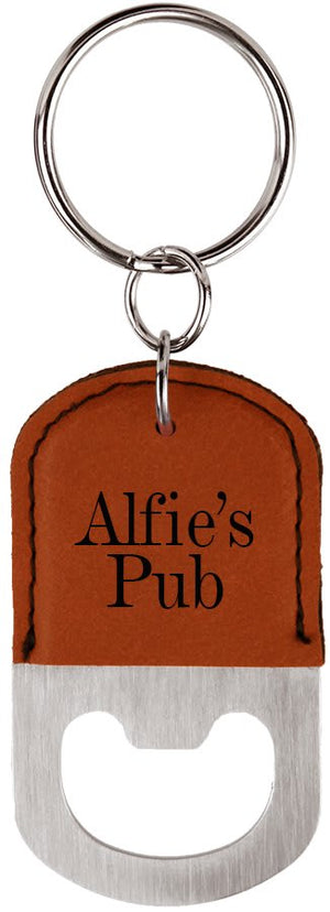 Rawhide Oval Laserable Leatherette Bottle Opener Keychain