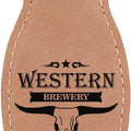 Light Brown Laserable Leatherette Bottle Opener with Magnet