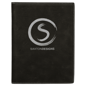 Black/Silver 7" x 9" Laserable Leatherette Small Portfolio with Notepad