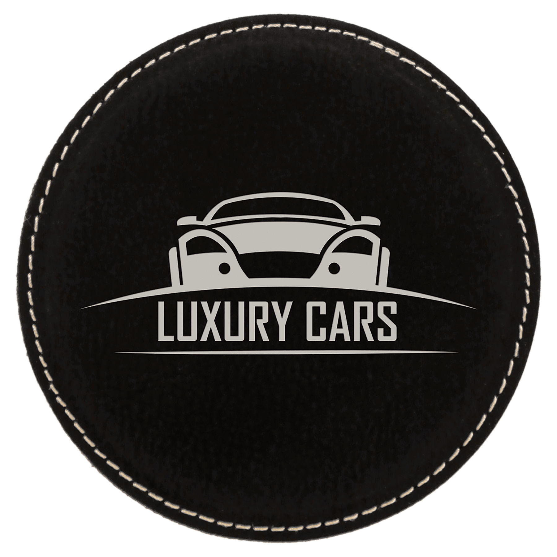 Black/Silver 2 4" Round Laserable Leatherette 6-Coaster Set