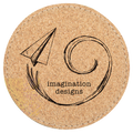 4" Round Cork Coaster with Stitching