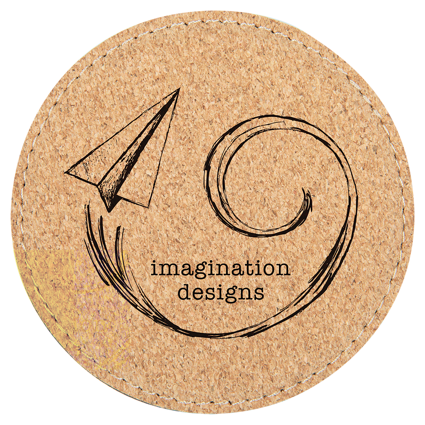 Cork 4" Round Laserable Leatherette 6-Coaster Set
