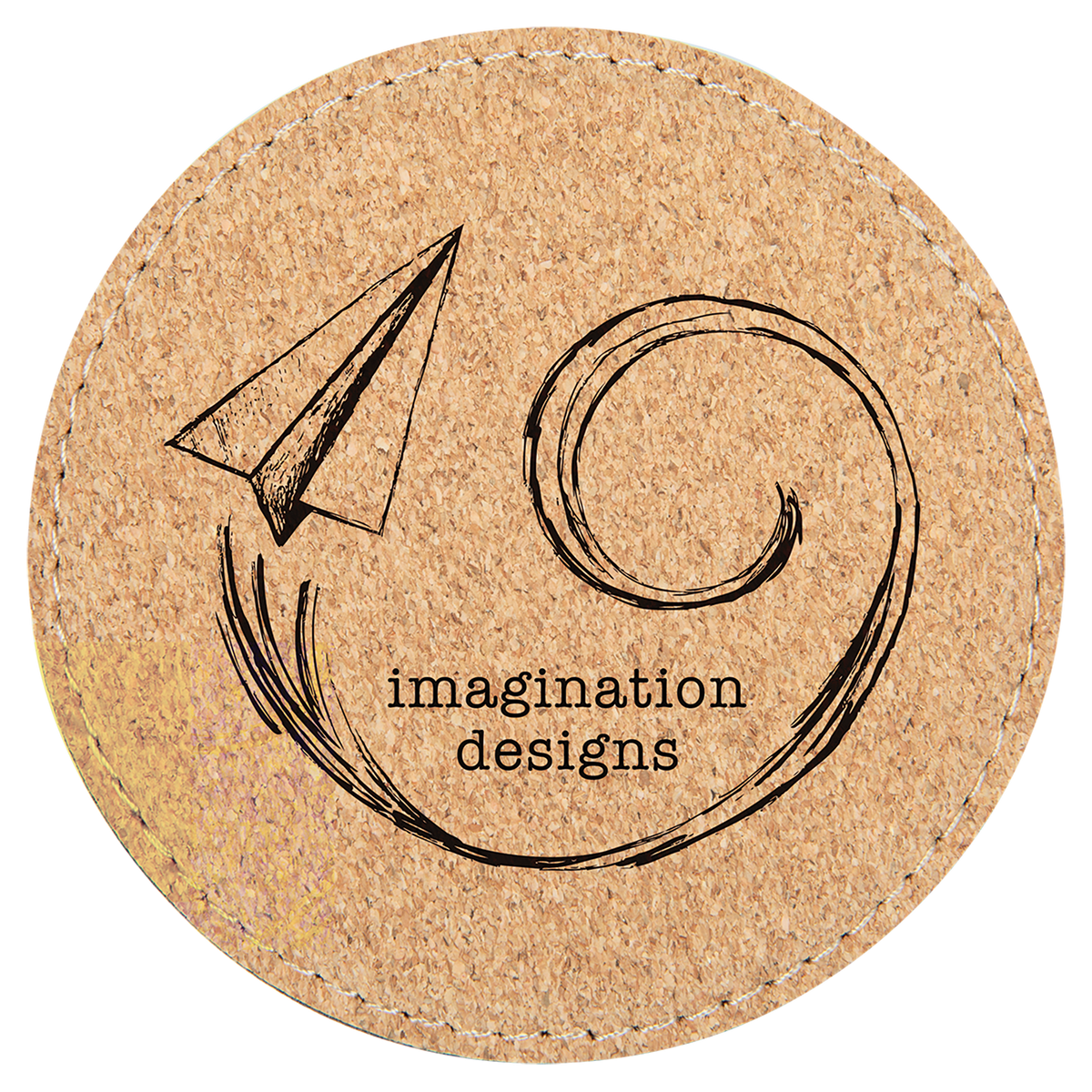 Cork 4" Round Laserable Leatherette 6-Coaster Set