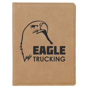 Light Brown 4 1/4" x 5 1/2" Laserable Leatherette Passport Holder
