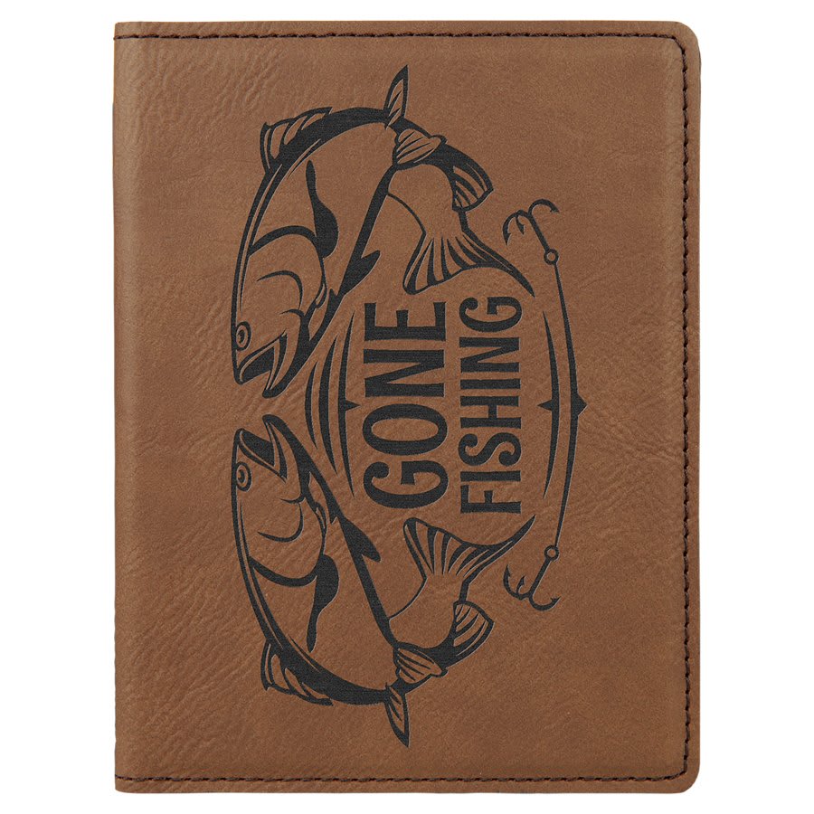 Dark Brown 4 1/4" x 5 1/2" Laserable Leatherette Passport Holder