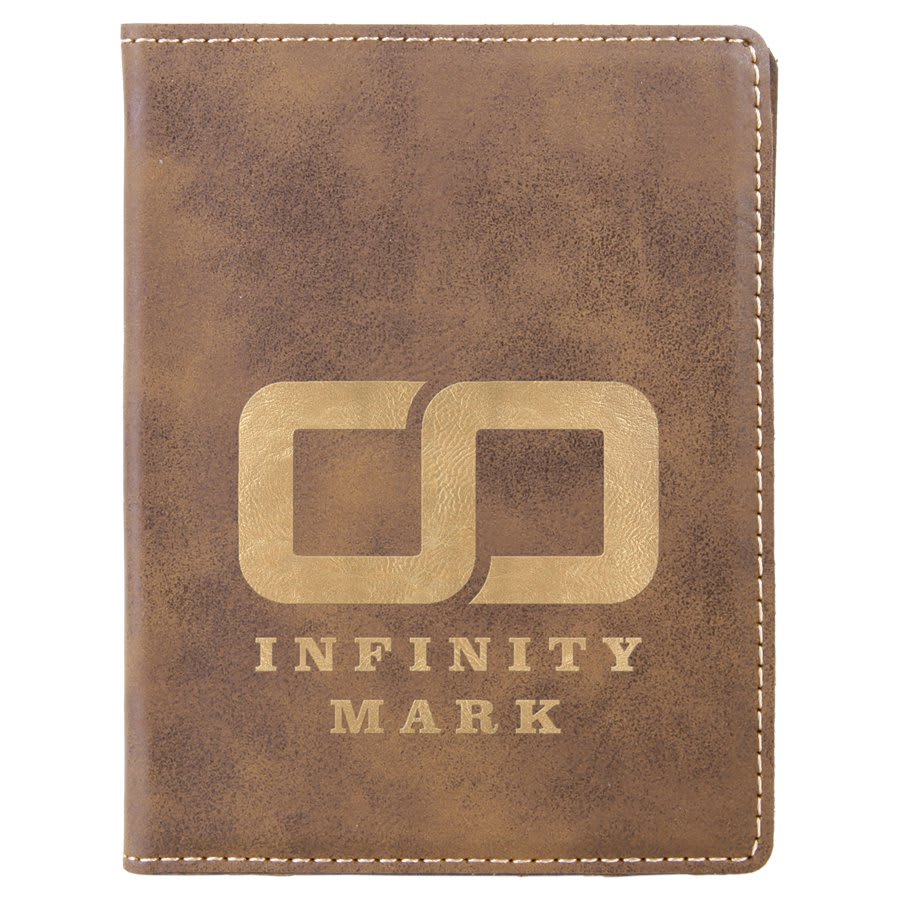 Rustic/Gold 4 1/4" x 5 1/2" Laserable Leatherette Passport Holder