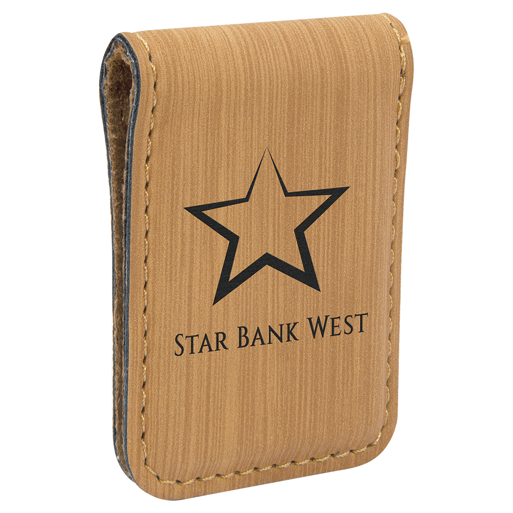 Bamboo 1 3/4" x 2 1/2" Laserable Leatherette Money Clip
