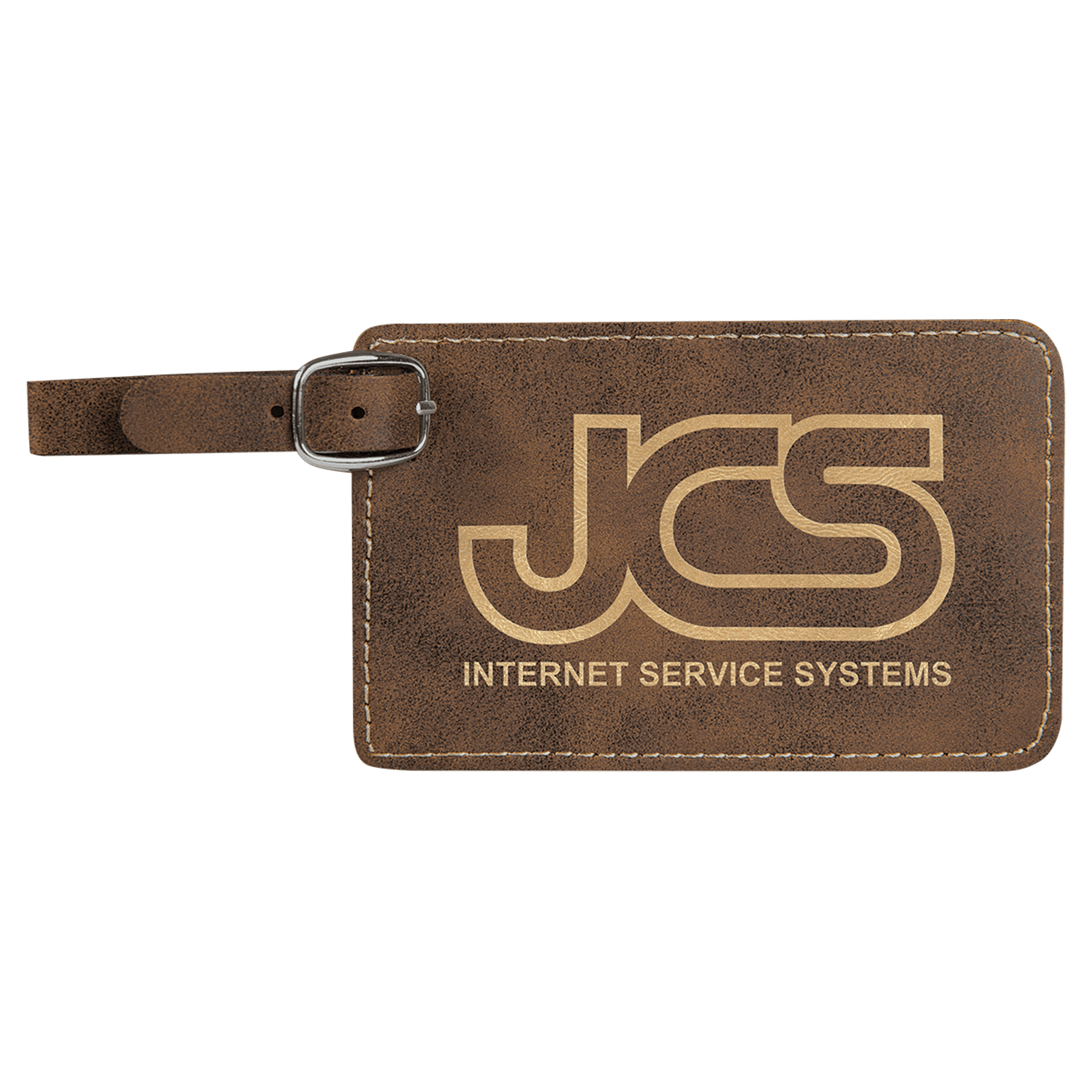 4 1/4" x 2 3/4" Rustic/ Laserable Leatherette Luggage Tag