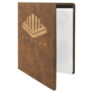 Rustic/Gold 9 1/2" x 12" Laserable Leatherette Portfolio with Notepad