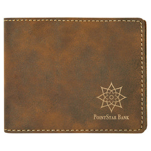 Rustic/Gold 4 1/2" x 3 1/2" Laserable Leatherette Bifold Wallet