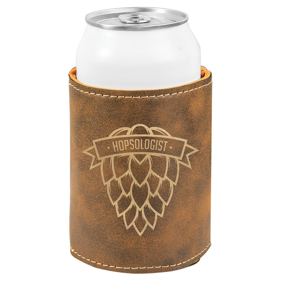 3 3/4" Rustic/ Laserable Leatherette Beverage Holder