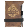 3 1/4" x 4 3/4" Rustic/ Laserable Leatherette Mini Notepad with Pen