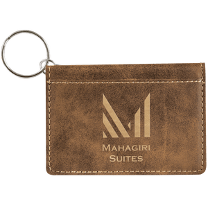 Rustic/Gold 4 1/4" x 3" Laserable Leatherette Keychain ID Holder