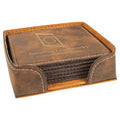 4" x 4" Rustic/ Square Laserable Leatherette 6-Coaster Set