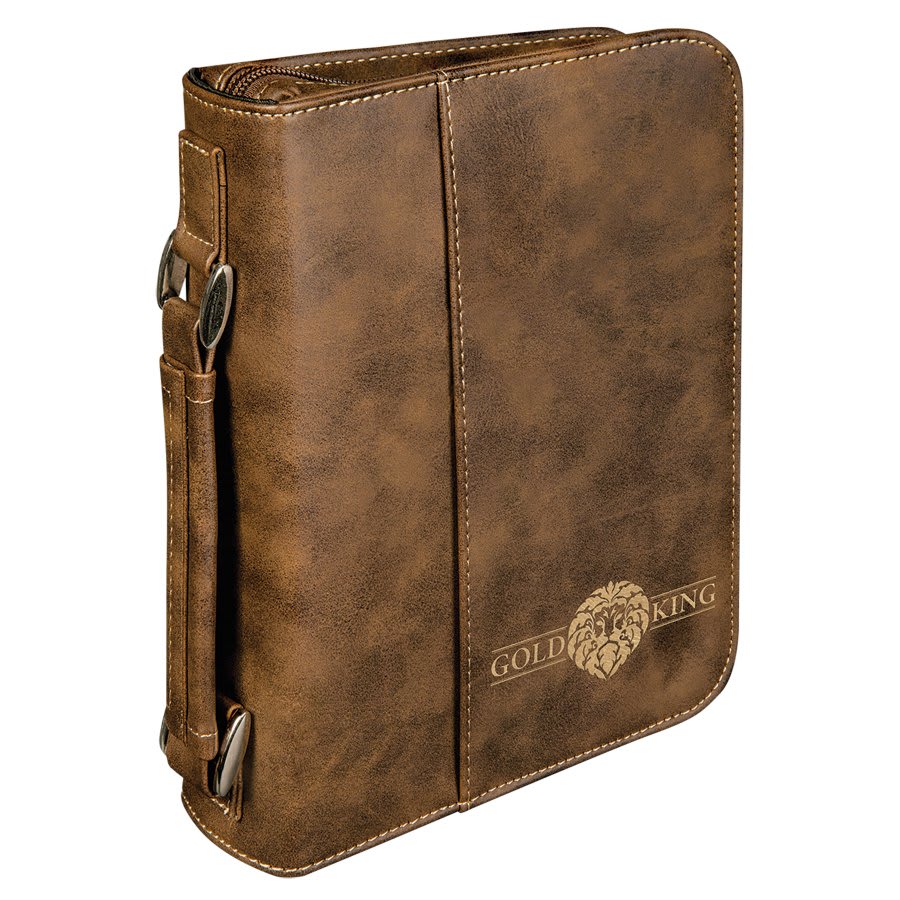 6 3/4" x 9 1/4" Rustic/ Leatherette Book/Bible Cover with Handle & Zipper