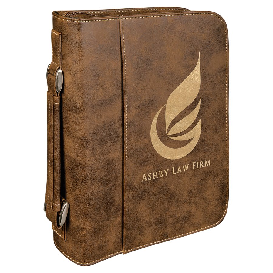 7 1/2" x 10 3/4" Rustic/ Leatherette Book/Bible Cover with Handle & Zipper