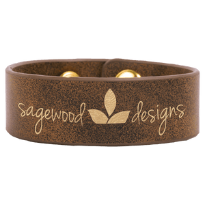 Rustic/Gold 9 1/2" x 1" Laserable Leatherette Cuff Bracelet