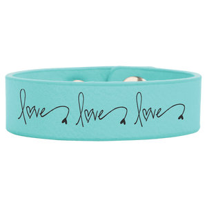 Teal 8 1/2" x 3/4" Laserable Leatherette Youth Cuff Bracelet