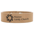 Light Brown 8 1/2" x 3/4" Laserable Leatherette Youth Cuff Bracelet