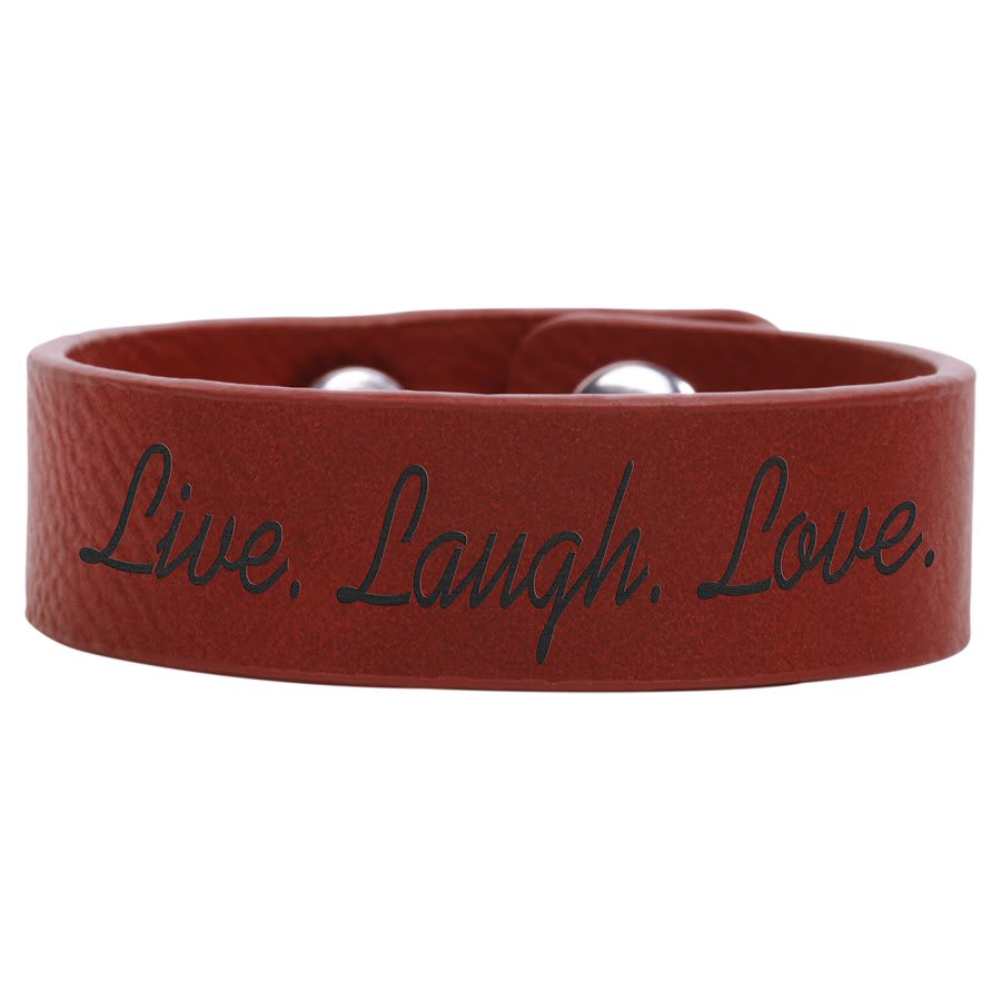 8 1/2" x 3/4" Rose Laserable Leatherette Youth Cuff Bracelet