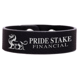 Black/Silver 8 1/2" x 3/4" Laserable Leatherette Youth Cuff Bracelet