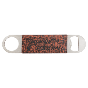 Football 1 1/2" x 7" Laserable Leatherette Bottle Opener