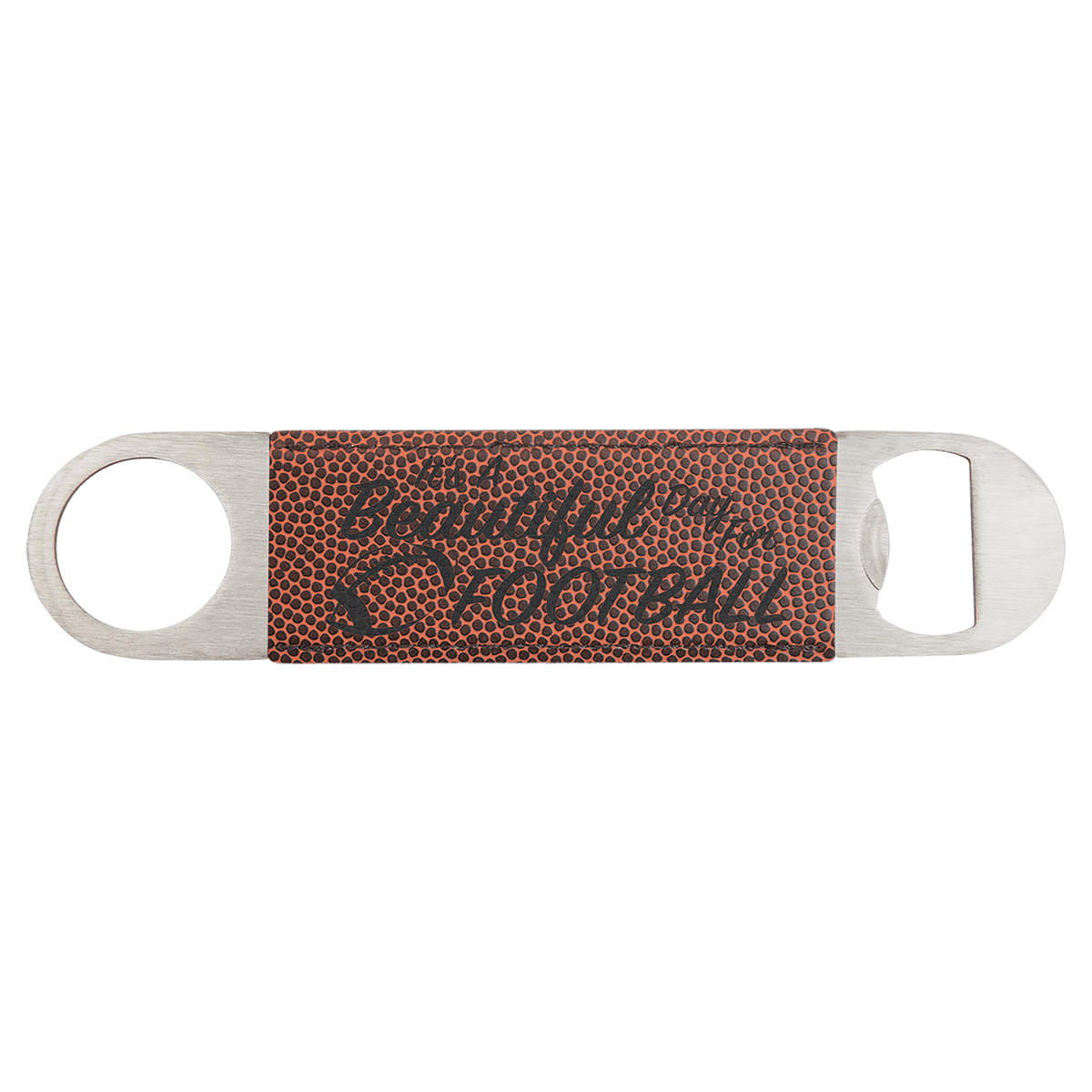 Football 1 1/2" x 7" Laserable Leatherette Bottle Opener