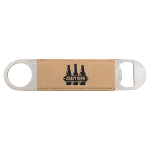 Light Brown 1 1/2" x 7" Laserable Leatherette Bottle Opener