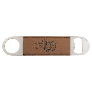 Dark Brown 1 1/2" x 7" Laserable Leatherette Bottle Opener