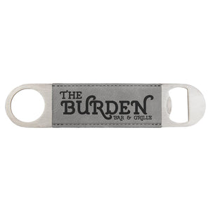 Gray 1 1/2" x 7" Laserable Leatherette Bottle Opener