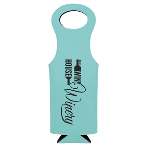 Teal Laserable Leatherette Wine Bag