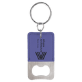 Purple Rectangle Laserable Leatherette Bottle Opener Keychain