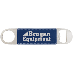 Blue/Silver 1 1/2" x 7" Laserable Leatherette Bottle Opener