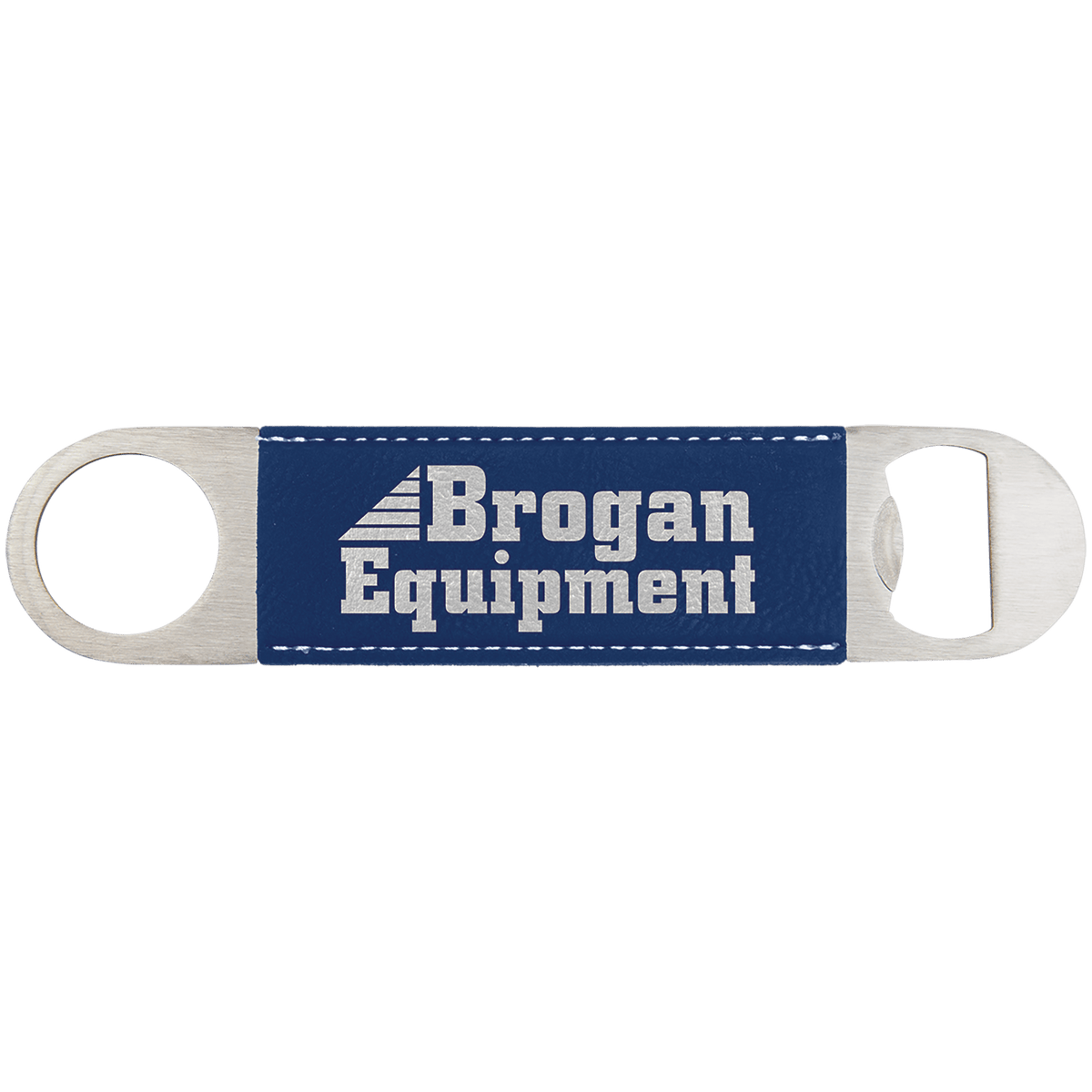 Blue/Silver 1 1/2" x 7" Laserable Leatherette Bottle Opener