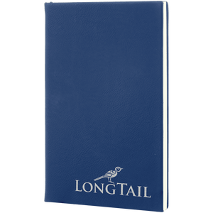 Blue/Silver 5 1/4" x 8 1/4" Laserable Leatherette Journal with Lined Notepad