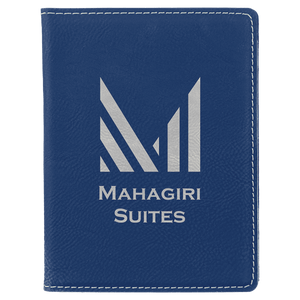 Blue/Silver 4 1/4" x 5 1/2" Laserable Leatherette Passport Holder