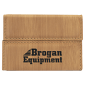 3 3/4" x 2 3/4" Bamboo Laserable Leatherette Hard Business Card Holder