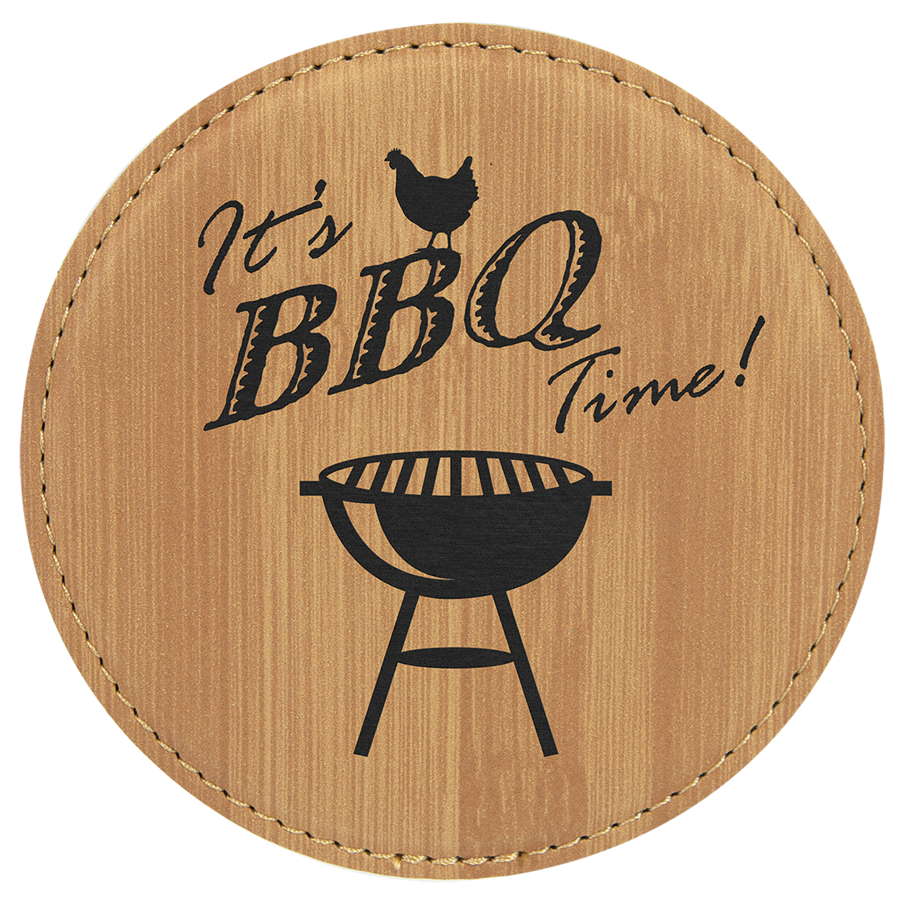 Bamboo 4" Round Laserable Leatherette 6-Coaster Set