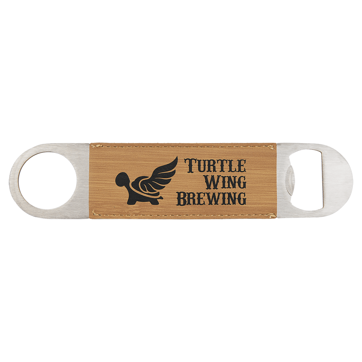 Bamboo 1 1/2" x 7" Laserable Leatherette Bottle Opener
